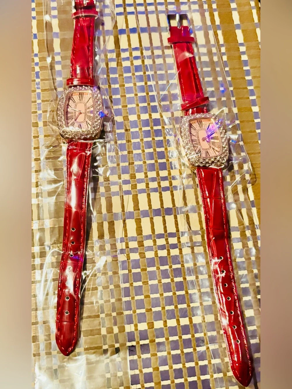 2 for the price of one! Women's Crystal-Trim Red Leather Strap Watch